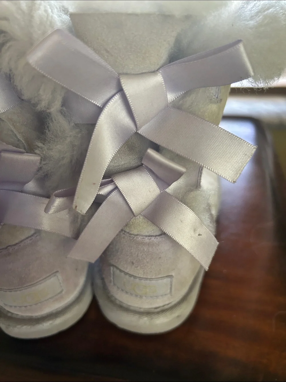 UGG Lavender Kids Bailey Bow Plush Shearling Lined Boots